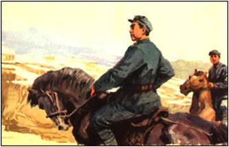 Zhou Enlai brave les rigueurs du froid pour patrouiller sur les lignes de dfense de Yan'an.
