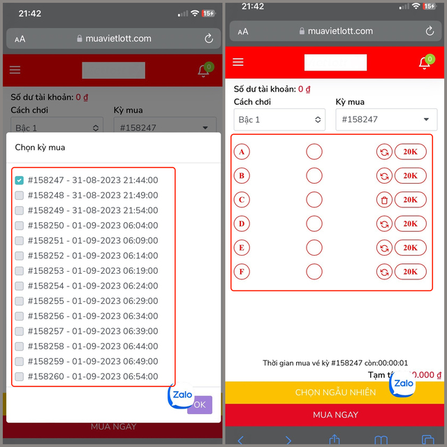Bước 3: Nạp tiền, chọn số và dự thưởng thành công Bước 3: Nạp tiền, chọn số và dự thưởng thành công