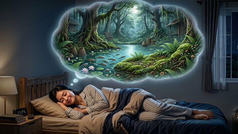 Mộng thấy ao cá giữa rừng hoang
