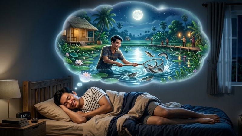 Mộng thấy bắt cá trong ao cá điềm gì?